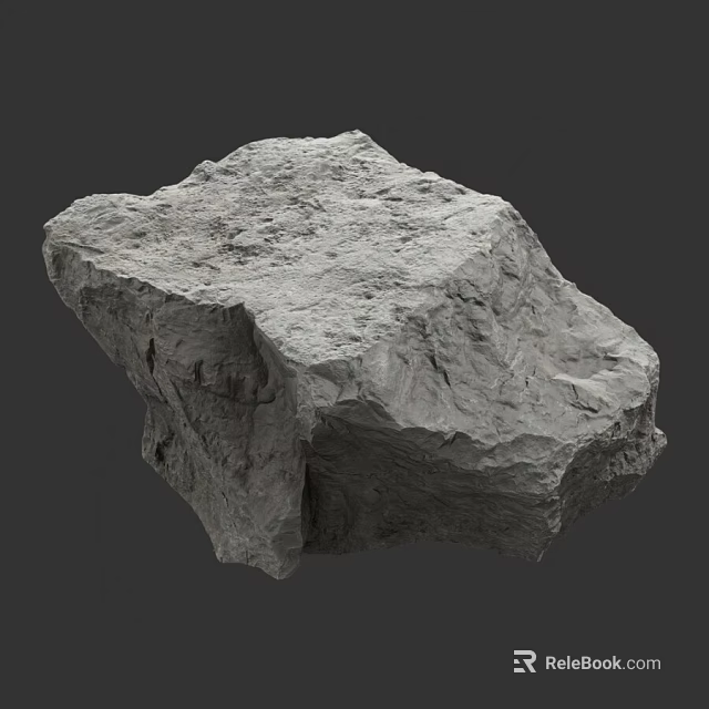Solid Natural Gray Stone Block with Rough Surface Texture for Decoration 3d model 