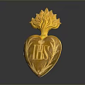 Golden Heart Shaped Hardware Tool With Flame Top And IHS Engraving