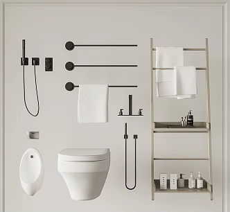 Modern Bathroom Appliances Bathroom Small Toilet Towel Rack Toiletries 3d model