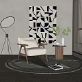 Quiet single sofa creamy-white single sofa 3d model
