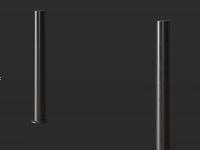 Durable Road Facilities with Two Black Metal Bollards for Traffic Safety 3d model