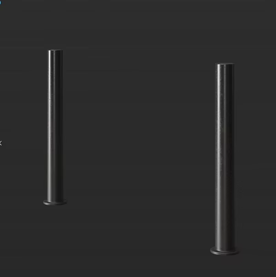 Durable Road Facilities with Two Black Metal Bollards for Traffic Safety 3d model