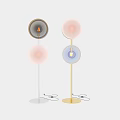 Modern Colorful Floor Lamp With Transparent Glass Shades And Metal Stand