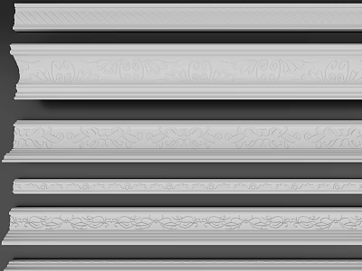 Elegant Decorative Gypsum Cornice Designs with Intricate Patterns for Home Interior 3d model