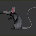 Cute Gray Mouse Stuffed Toy With Large Pink Ears On Black Background