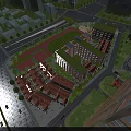 School Buildings Complex Aerial View With Green Spaces And Sports Fields