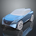 Blue Concept SUV Car with Streamlined Design Transparent Roof Large Wheels and Unique Front Grille