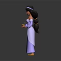 Detailed Disney Jasmine Princess 3D Model With Purple Gown And Headscarf