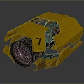 Yellow Computer Hardware Component Featuring Circular Fan And Number 7 Mechanical Design
