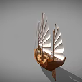 Wooden Junk Sailboat Model With Multiple White Sails And Traditional Hull Design