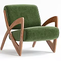 Elegant Green Velvet Lounge Chair with Wooden Arms and Stylish Leg Design