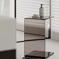 Modern Bathroom Interior With White Bathtub Double Sink And Glass Shower