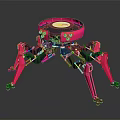 Pink Spider Shaped Robot With Mechanical Legs And Circular Platform Design 3d model