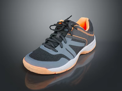 Athletic Shoes Black And Orange With Mesh Upper And Orange Sole Comfortable Lightweight Sports Footwear 3d model