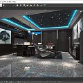 Modern Home Theater Room With Starry Ceiling Blue Lighting Dark Walls Projection Screen And Comfortable Seating