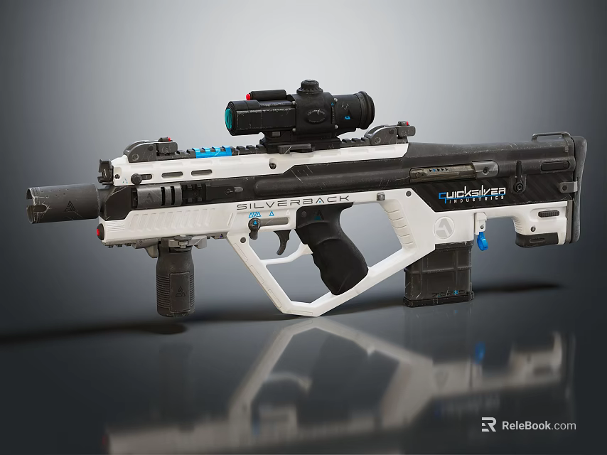 Futuristic White And Black Weapon Featuring Tactical Scope Advanced Design And Ergonomic Grip 3d model 