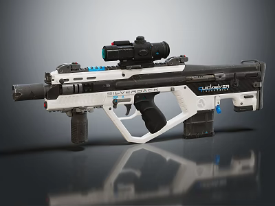 Futuristic White And Black Weapon Featuring Tactical Scope Advanced Design And Ergonomic Grip 3d model