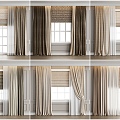 Modern Home Curtain Combination French Curtain Cream Curtain Milk Tea Curtain Bedroom Curtain Living Room Curtain 3d model