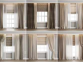 Modern Home Curtain Combination French Curtain Cream Curtain Milk Tea Curtain Bedroom Curtain Living Room Curtain 3d model