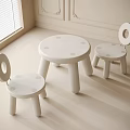 Simple White Round Kids Table and Chair Set with Circular Backrest Holes