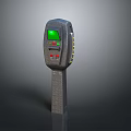 Gray Self Service Terminal With Green Screen Display And Red Buttons 3d model