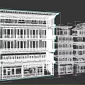 Various Style Urban Row Buildings With Red Brick And Gray Facades And Storefronts