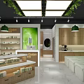 Modern Cosori Store Interior With Display Shelves Products Green Plant Decor And Wooden Counters