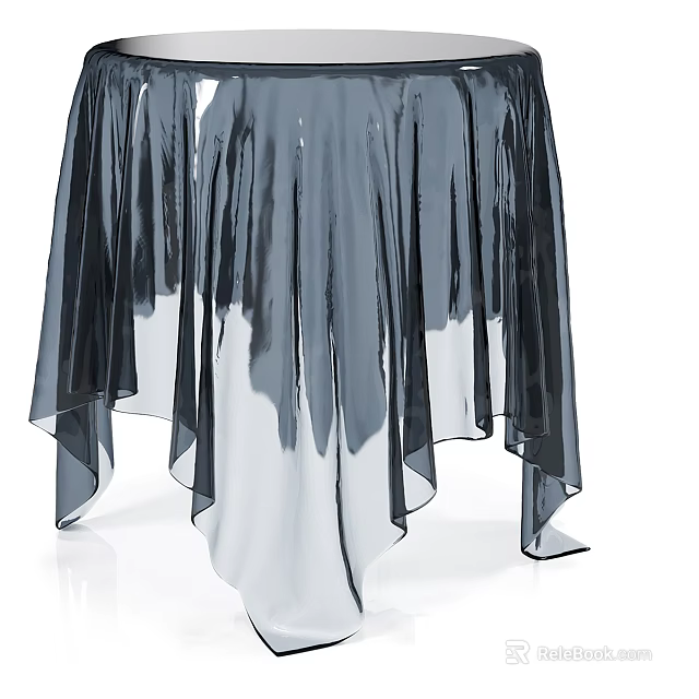 Stylish Modern Coffee Table with Transparent Surface and Flowing Fabric Accents Design 3d model 