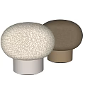 Modern Round Sofa Stools with Textured Fabric Beige Light Brown and White Base 3d model