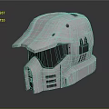 Futuristic White Protective Helmet With Structured Hard Shell And Face Shield For Sci Fi Attire 3d model