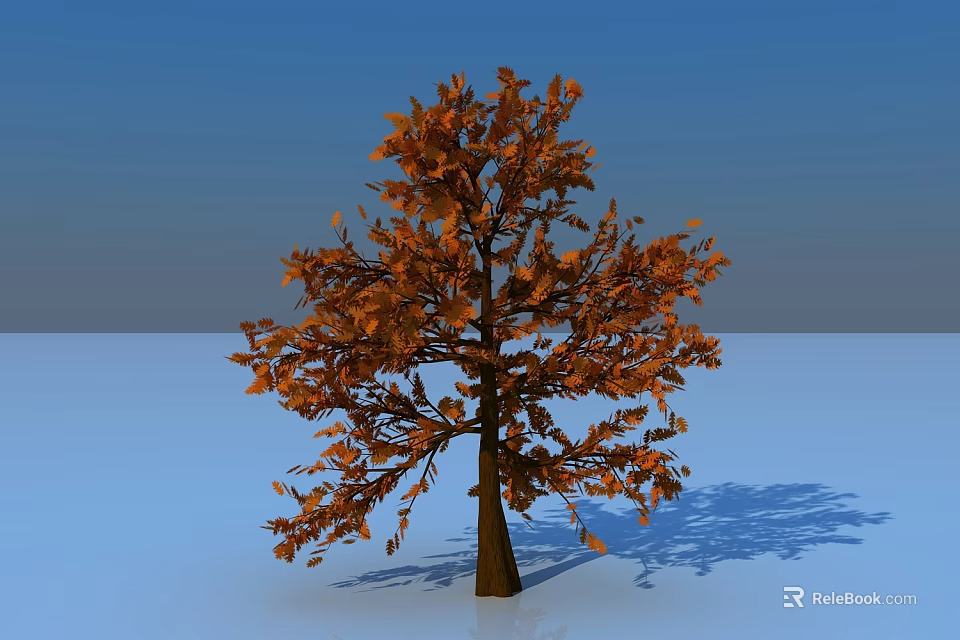 Arbor With Orange Leaves Standing Tall On Light Ground Under Blue Sky 3d model 