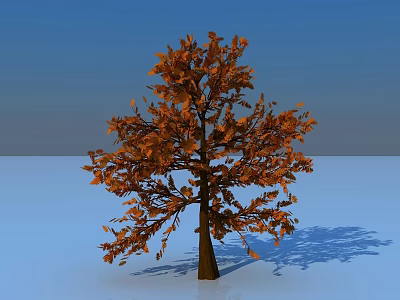 Arbor With Orange Leaves Standing Tall On Light Ground Under Blue Sky 3d model