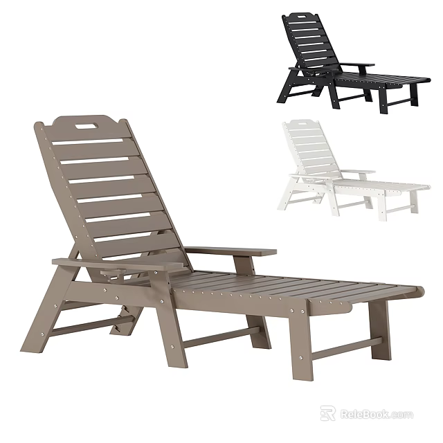 Durable Outdoor Lounge Chair with Adjustable Backrest and Armrests and Various Colors for Patio Relaxation 3d model 