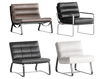 Modern Leather Leisure Chairs With Metal Frame In Brown Black Dark Gray White 3d model