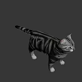 Gray Striped Cat Standing On Light Pink Background With Realistic Features 3d model