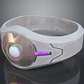 Contemporary Daily Use Wristband Boasting White Metallic Design Purple Accents And Circular Center
