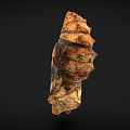 Ancient Textured Fossil Like Object With Brown Black Patterns On Black Background 3d model