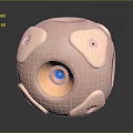 Cosmic Orbital Probe Featuring Metallic Spherical Body And Blue Core Surface Panels