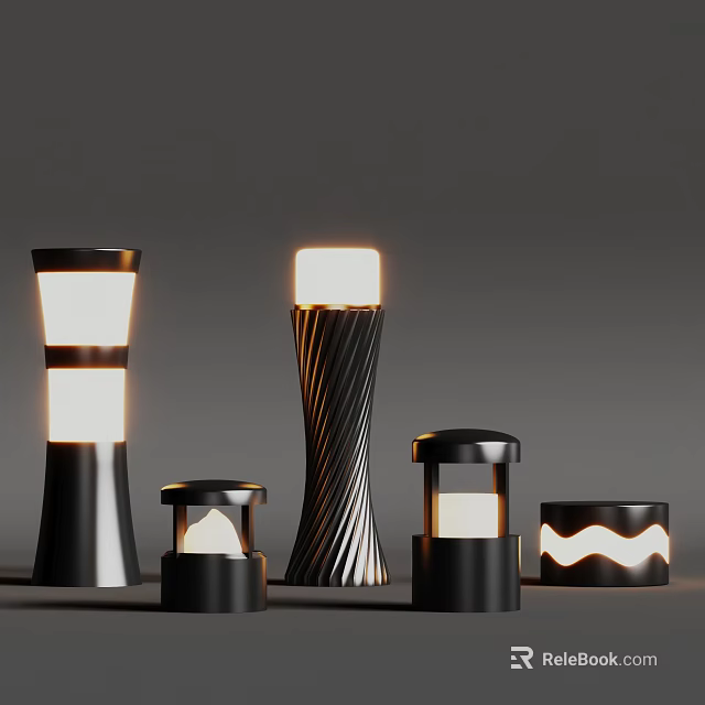 Outdoor Lights With Various Modern Stylish Designs And Unique Shapes For Garden Decoration 3d model 
