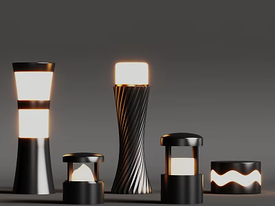 Outdoor Lights With Various Modern Stylish Designs And Unique Shapes For Garden Decoration 3d model