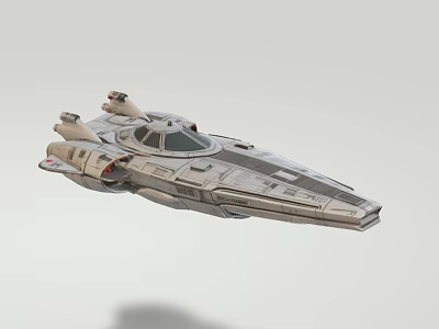 Futuristic Sci Fi Starship With Detailed Metallic Design And Cockpit 3d model