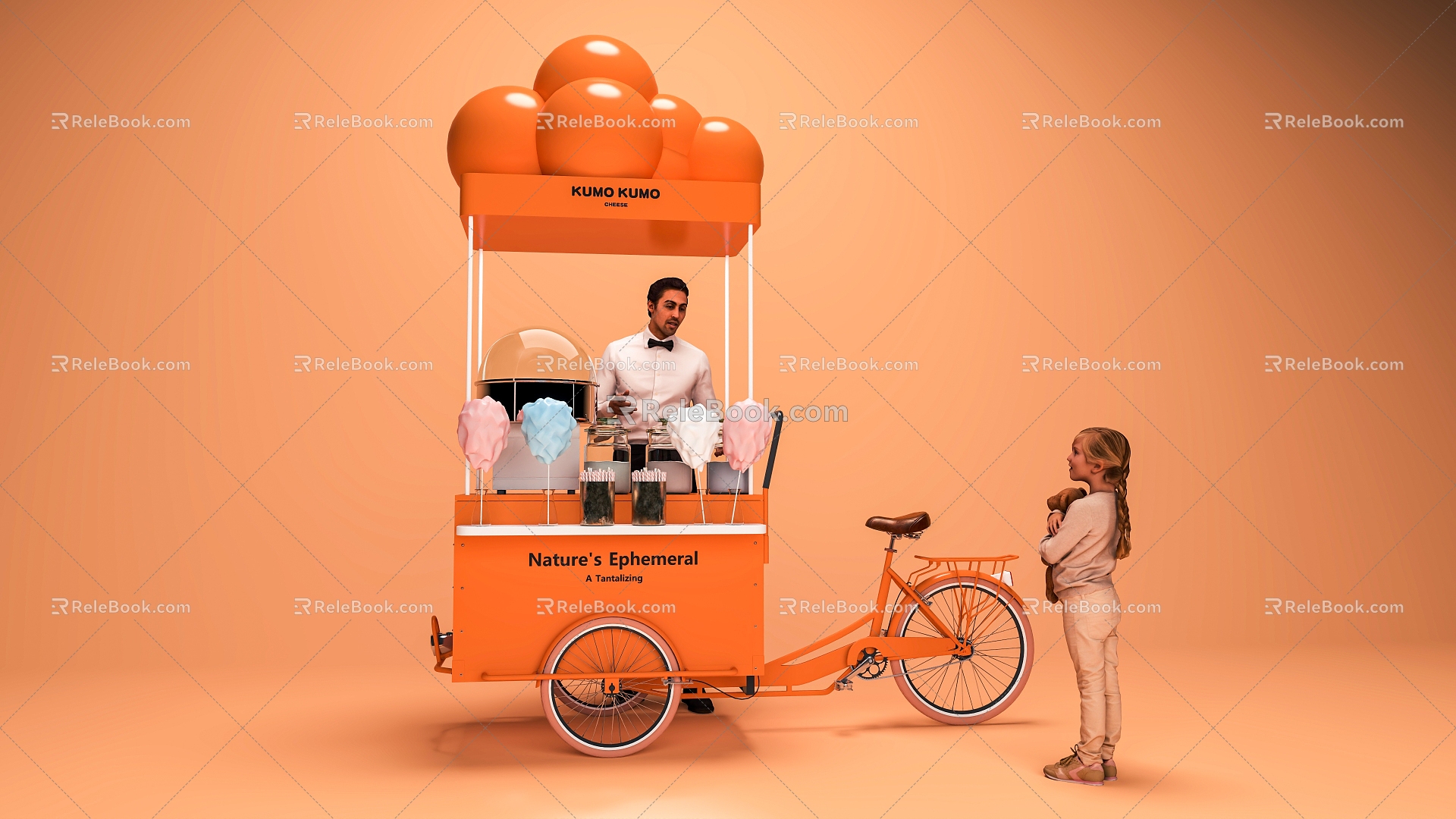 Cloud Booth Market Booth Cotton Stick Booth Tricycle Booth Cloud Beautiful Chen Tricycle Selling Car Mobile Booth 3d model