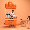 Cloud Booth Market Booth Cotton Stick Booth Tricycle Booth Cloud Beautiful Chen Tricycle Selling Car Mobile Booth 3d model