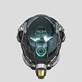 Futuristic Armored Helmet With Transparent Visor Metallic Structure And Tech Accents