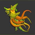 Cartoon Style Sea Witch Character With Purple Octopus Tentacles