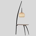 Modern Floor Lamp With Curved Black Stand And Beige Round Lampshade Design