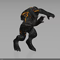 Lava Monster Mythical Creature Character With Black Body And Orange Lava Veins