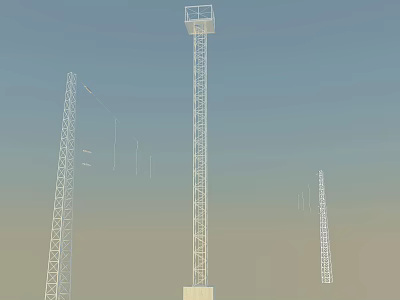 Industrial Equipment Multiple Tall Metal Towers with Framework Structure for Industrial Use 3d model