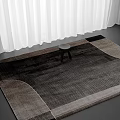 Modern Square Area Rug with Geometric Pattern in Living Room Near White Curtains and Stool