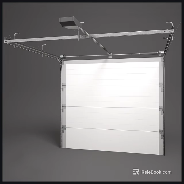 Modern White Garage Door Design With Steel Panel And Automatic System 3d model